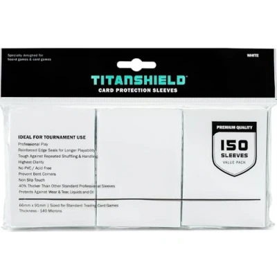Image of TitanShield (150 Sleeves/White) Standard Size Board Game Trading Card Sleeves Deck Protector for Magic The Gathering MTG, Pokemon