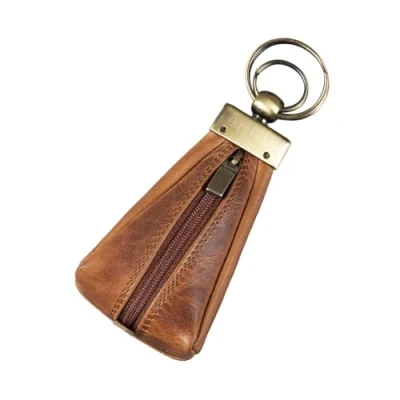 Image of STILORD &#039;Enno&#039; Small Leather Key Pouch Vintage Holder for Men Case Mini Purse with Ring Slim Wallet Coin in Genuine Leather, Colour:Kara Cognac