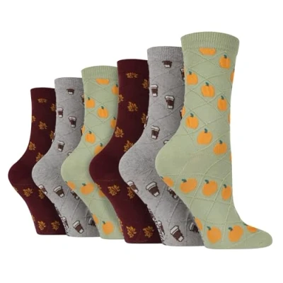 Image of Wildfeet Womens 6 Pair Multipack Ladies Autumn Socks