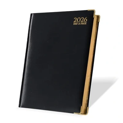 Image of G4GADGET 2026 A4 Diary Day a Page Black Daily Planner with UK Holidays &amp; International Info Hardback Academic for Teachers, Students Professionals Large Organizer Notes Contacts