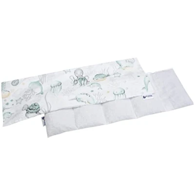 Image of Medi Partners Cherry Stone Pillow 60x20cm 800g 100% Cotton 5 Chamber Eco Natural Heat Cold Therapy Removable Pillowcase (Ocean)