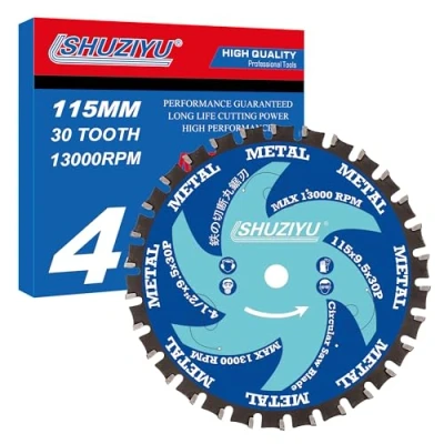 Image of LSHUZIYU 115mm 30T, Metal Working Circular Saw Blade, Centre Hole 9.5mm, Compatible on Cordless Saw, Steel Iron Bar, Sheet, Angle Cutting