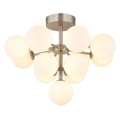 Image of Grappy Globe Ceiling Light Nickel Matt Balls Opal Glass Shade 13x G9