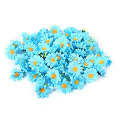 Image of 100PCS Gerbera Daisy Artificial Flowers Fabric Heads For Wedding Party DIY Decoration Craft(Light Blue)
