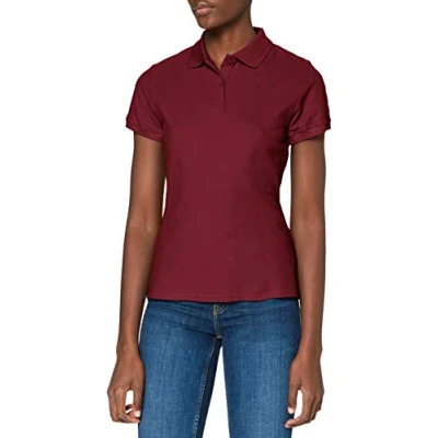 Image of FRUIT OF THE LOOM Women&#039;s Premium Polo Shirt, Burgundy, S UK
