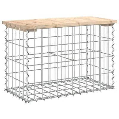 Image of vidaXL Solid Pinewood Garden Bench with Galvanized Steel Gabion Design Compact and Versatile for Outdoor Seating Raw Brown, Untreated Pine