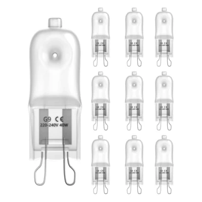 Image of DoRight 10 Pack Frosted Wax Burner Bulbs 40W G9, Dimmable Plug in Melt Burners Warm White 2700K G9 Capsule Halogen Bulb AC220 240V for Electric Burners, Oven Bulbs, Candle Warmers