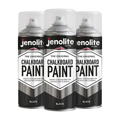 Image of JENOLITE Chalkboard Paint Spray Aerosol Black 3x400ml Ideal for Creating Writing Surfaces, Easy Application Home or Office Blackboard Projects
