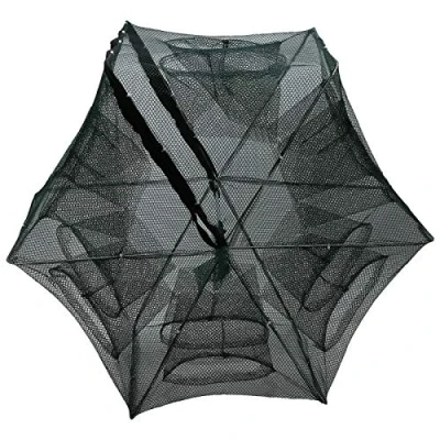 Image of Vbest life 6/12 Holes Nylon Fishing Net, Automatic Shrimp Cage Foldable Crab Fish Trap Cast(12 Holes)