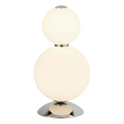 Image of 2 Light Table Lamp, Chrome With Opal Glass Shade