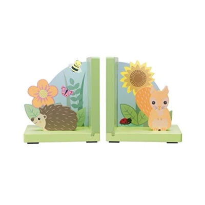 Image of Orange Tree Toys Spring Garden Wooden Bookends Animal for Children, Baby Boy, Girl Toys, Bedroom Decor With Squirrel &amp; Hedgehog Kids Accessories, New Gifts by Multicolour, One Size