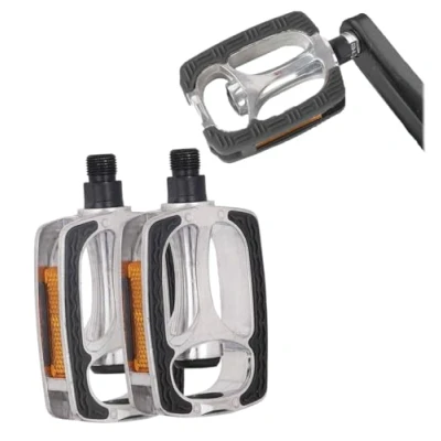 Image of Classic Bicycle Platform Pedals for City/Trekking, Aluminium Alloy Pedals, Pedal Black with Non Slip Solid Rubber Reflectors Industrial Ball Bearings