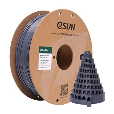 Image of eSUN PLA Filament 1.75mm, 3D Printer Dimensional Accuracy +/ 0.03mm, 1KG Spool (2.2 LBS) Printing Materials for Most FDM Printers,Grey