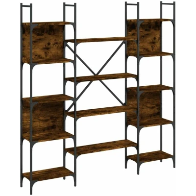 Image of vidaXL Bookshelf Smoked Oak 155.5x24x166.5 cm Engineered Wood