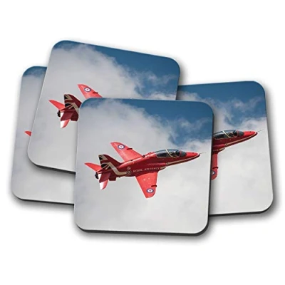 Image of 4 Set Red Arrows Aeroplane Coaster Plane Jet RAF Air Force #14551