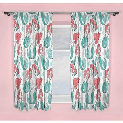 Image of Disney Princess Little Mermaid Oceanic Childrens Bedroom 72 Inch Curtains Perfect For Any Girls