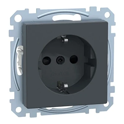 Image of Merten MEG2300 0414 SCHUKO Socket Outlet, Higher Touch Protection, Plug in Terminals, Anthracite, System M