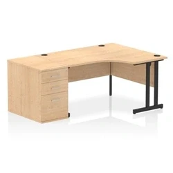Image of Impulse 1400 RH Crescent Desk Cantilever Maple/Black 800 High Ped
