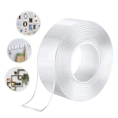 Image of 3M Double Sided Tape Heavy Duty, Reusable Clear Nano Tape, Traceless Transparent Adhesive Multipurpose for Wall, Kitchen, Carpet, Photos Fixed