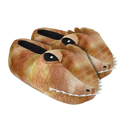 Image of Thingimijigs Boys Dinosaur Head 3D Plush Novelty Slippers Brown UK 11 12