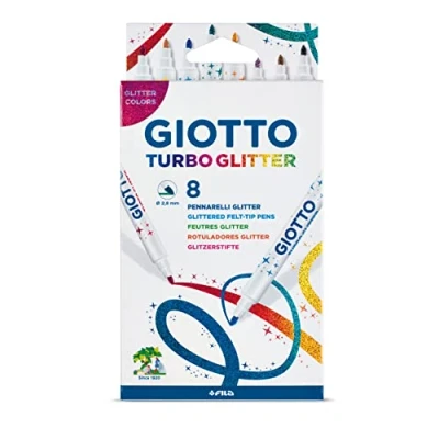 Image of GIOTTO TURBO GLITTER FELT TIP FIBRE PENS GLITTERED WALLET OF 8