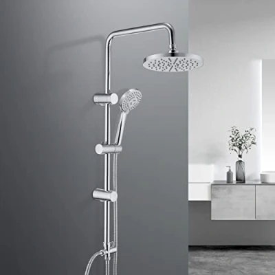 Image of JOHO Shower Set Kit Bar 92cm in 304 Stainless Steel Riser Rail with Holder Bracket Adjustable Height for Bathroom System Hand Porcelaine Blanche(ABS D23)