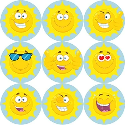 Image of 144 Happy Sun 30 mm Summer Reward Stickers for School Teachers, Parents
