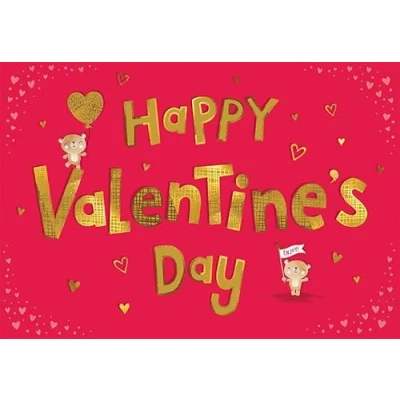 Image of Piccadilly Greetings Valentine&#039;s Day Card, Happy Open 9 x 6 inches