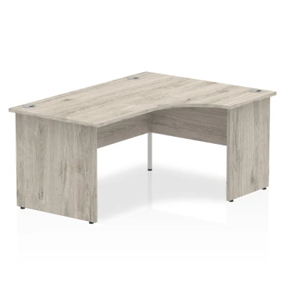 Image of Impulse 1600mm Right Crescent Desk Grey Oak Top Panel End Leg