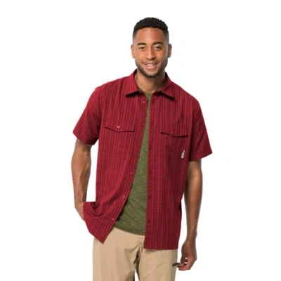 Image of Jack Wolfskin Men&#039;s Thompson Shirt, Deep Ruby Check, S