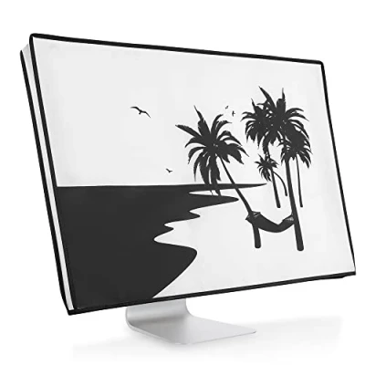Image of kwmobile Computer monitor Cover Compatible with 24 26&quot; Relax in hammock Black/White