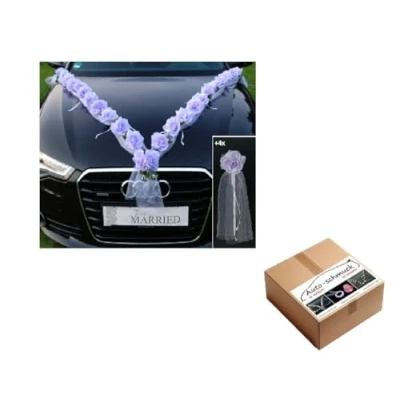 Image of Autoschmuck Rose Girl Car Jewellery Bridal Couple Decoration Wedding (Purple/White)