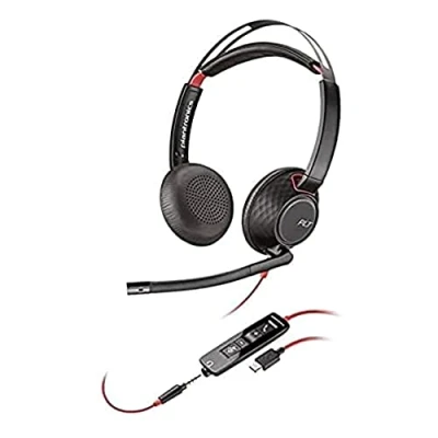 Image of Poly Blackwire C5200 Headset for Chromebook (Plantronics) Wired, Dual Ear (Stereo) with Boom Mic 3.5 mm