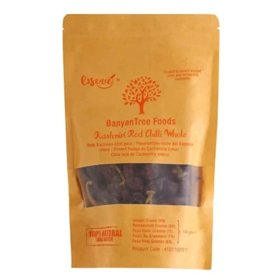 Image of BanyanTree Foods Kashmiri Red Chilli Dried Whole 100g All Natural, Indian Origin