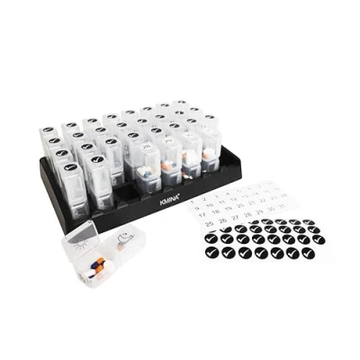Image of KMINA Monthly Pill Box Organiser 2 Times a Day, Boxes Vitamin Organiser, 31 Day Tablet Large for Elderly, Medication Organizer