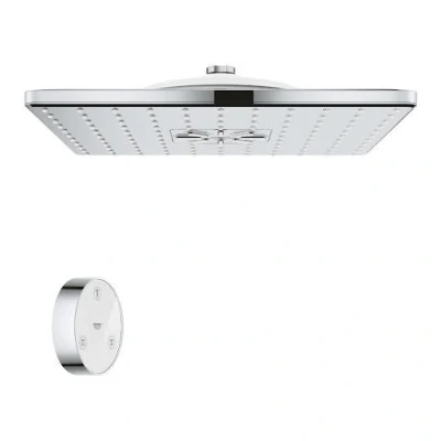 Image of GROHE Rainshower 310 Smartconnect Cube Head Shower with 2 Spray Options 310mm Showerhead Remote Control to Change Sprays, Chrome Finish, Square Shape 26643000