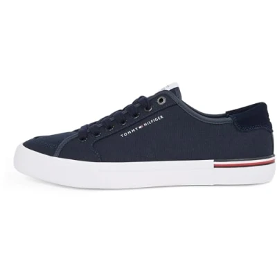 Image of Tommy Hilfiger Men’s Core Corporate Canvas Low Top Vulcanised Trainers, Blue (Desert Sky), 9