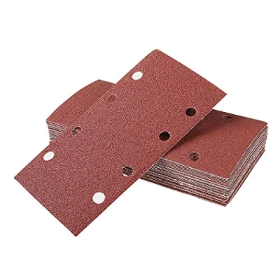 Image of 35 Pieces Sanding Sheets Set, 93 x 185 mm Hook and Loop Sander Pads Assorted, 8 Holes 40/60/80/120/240 Grits Fit Rectangular Sander, for Metal, Wood etc