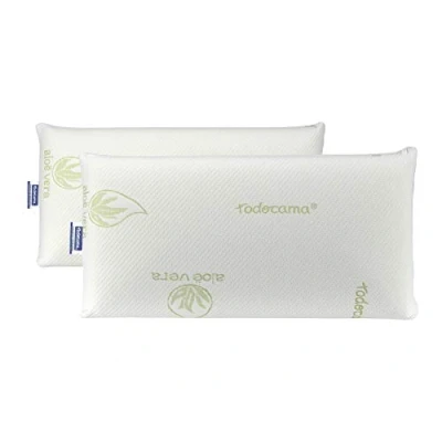 Image of Todocama Todolit Viscoelastic Aloe Vera Plus Pillow, Green, Pack of 2, 75 cm