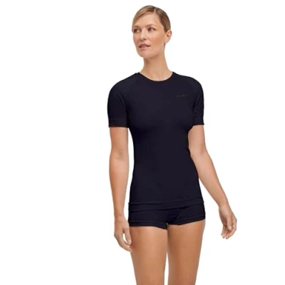 Image of FALKE Women&#039;s Warm Round Neck W S/S TS Functional Yarn Quick Dry 1 Piece Base Layer Top, Black (Black 3000) New eco Friendly, XL