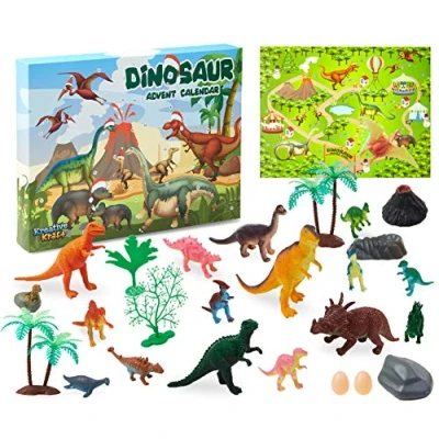 Image of KreativeKraft Advent Calendar 2024, Toy Christmas Countdown for Kids (Multicolor Dinosaurs)