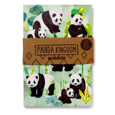 Image of Puckator Panda Kingdom Recycled Paper A5 Notebook School Teacher Student Homework Study Planner Notepad Collage University Essentials Journals Planners Jotter Uni Gifts Stationery Supplies