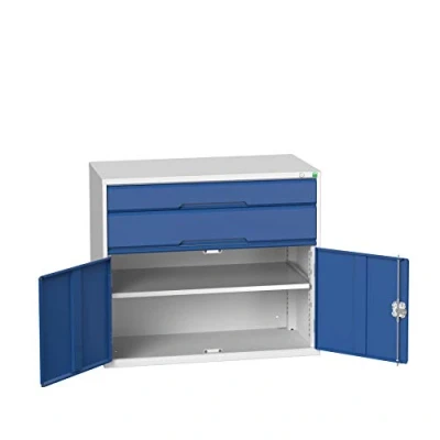 Image of 1050mm Wide Bott® Verso Drawer Cabinets 800mm Unit Height 2 x 100mm drawers, 500mm cupboard with shelf Configuration