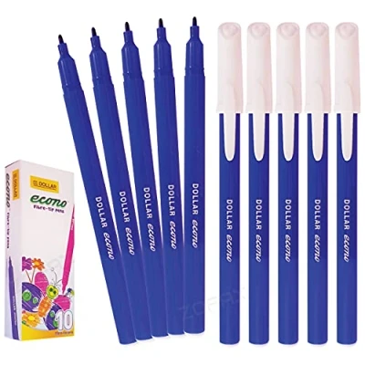 Image of DOLLAR Econo Felt Tip Colouring Pens Colour Write Draw Sketch Everyday (10 x 0.5mm BLUE Pens)