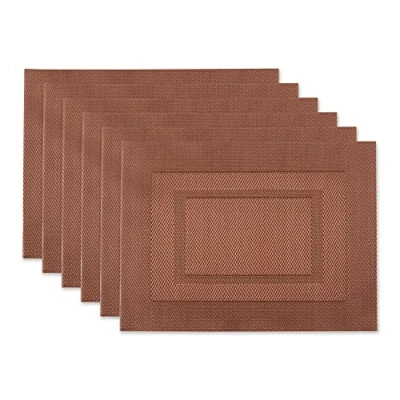 Image of DII PVC Tabletop Collection Woven Indoor/Outdoor, Placemat Set, 13x17.25, Cinnamon, 6 Piece