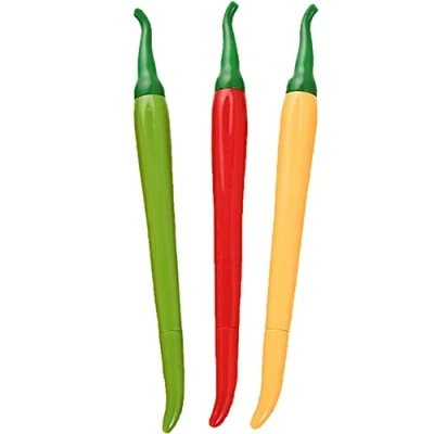 Image of 3pcs Simulation Pepper Pens Novelty Ball Pen Vegetable Shaped Ballpoint Fun for Party Supplies Stationery