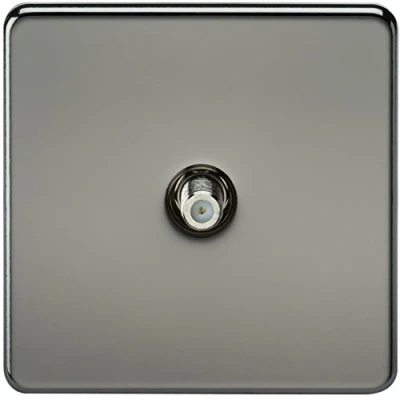 Image of KnightsBridge SAT TV Outlet 1G Screwless Black Nickel Non Isolated Wall Plate