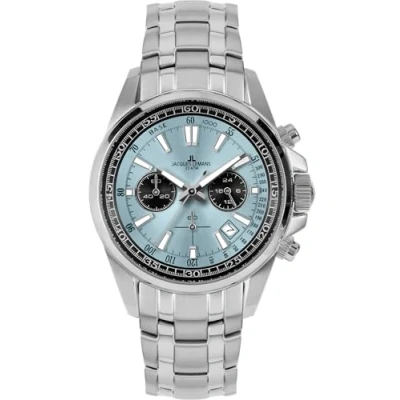 Image of JACQUES LEMANS Men&#039;s Chronograph Sunburst Dial Watch 1 2117ZB, H. Blue/Silver with Metal Band, Modern