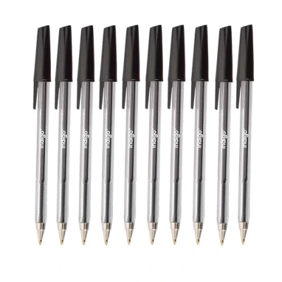 Image of indigo Black Ballpoint Pens. Quality Stick Biro Pens for Home/School/Office. 0.7mm Medium Encased Nib (10)