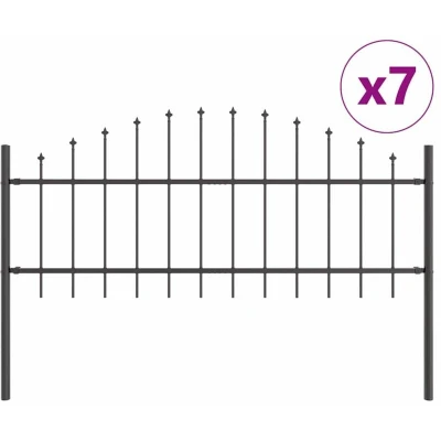 Image of vidaXL Garden Fence with Hoop Top Gray 11.9x0.75 m Steel